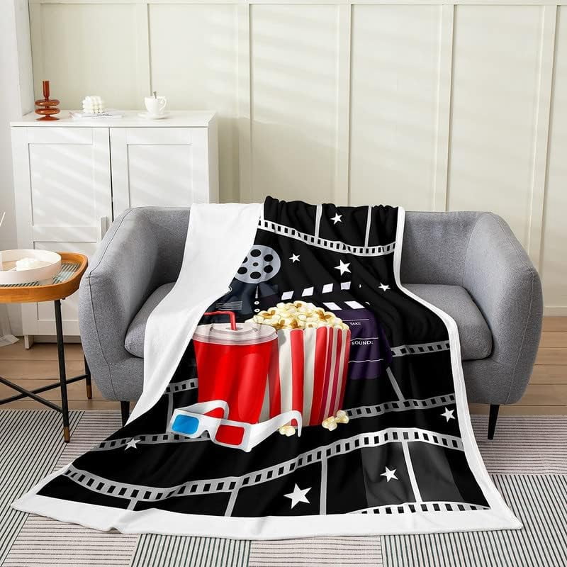 WISH TREE Vintage Cinema Movie Theater Plush Throw Blanket, for Girls