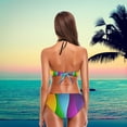 thumbnail image 5 of Womens Sexy Swimwear 3D Cute Colors Stripes 2 Pcs Push-up Halter Tie Swimsuit/Bathing/Bikini Set, Large, 5 of 6