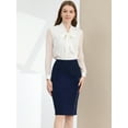 thumbnail image 2 of INSPIRE CHIC Jupe Droite Extensible en Dentelle sous le Genou Bleu m, 2 of 6