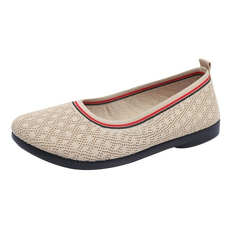 

Larisalt Comfortable Shoes For Women Women s Canvas Slip-On Shoes with Padded Insole Beige