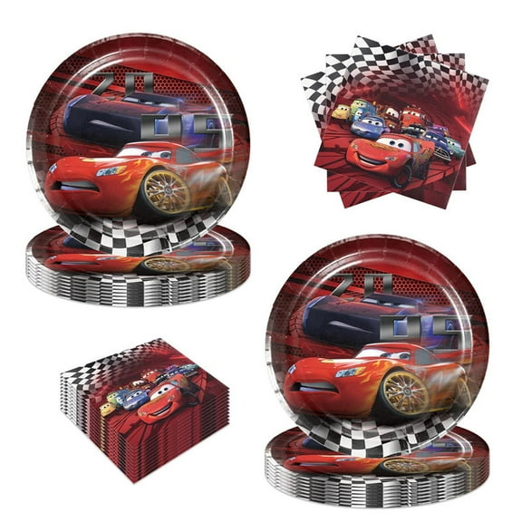 40Pcs Birthday Party Supplies for Cars, Include 20 Plates and 20 Napkins,Cars Birthday Party Decorations