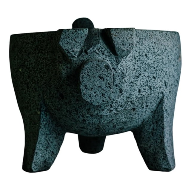 Molcajete Grande Cochino 4 Litros Piedra Volcánica 12 Pulgadas CEMCUI MOLCAJETECOCHINO