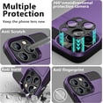 thumbnail image 4 of Case Compatible with iPhone 15 Pro Max with Card Holder+Screen Protector+Camera Cover Dual Layer Shockproof Protective Hidden Card Slot Sliding Wallet Case for iPhone15 ProMax 6.7'' GreyPurple, 4 of 13
