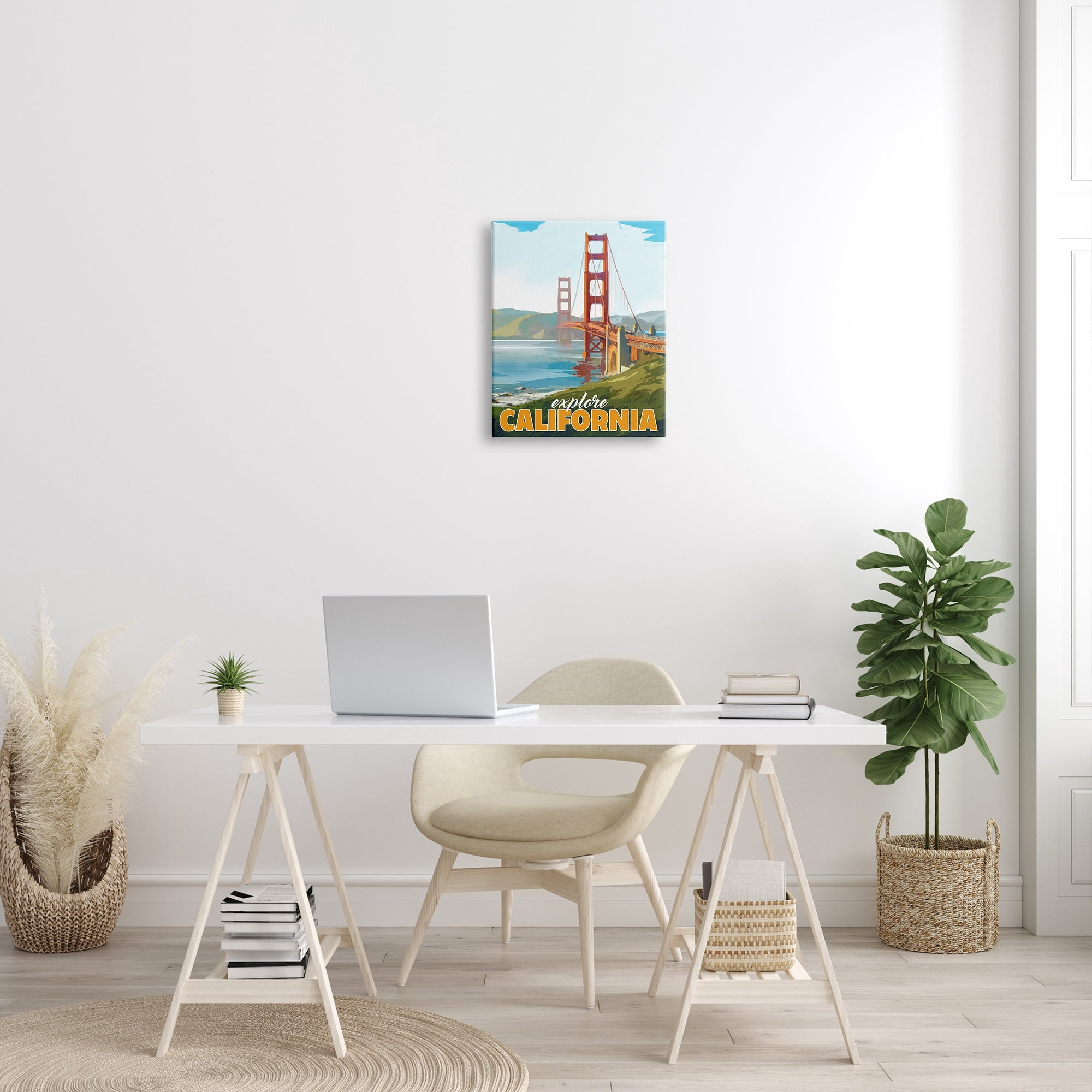 Stupell Industries Explore California Water Bridge Distant Meadows Scenery Graphic Art Gallery Wrapped Canvas Print Wall Art, Design by David Owens Illustration