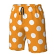 thumbnail image 4 of Balery Orange And White Polka Dot Traje de Baño Estilo Hawaiano para Hombre, Shorts de Secado Rápido con Bolsillos-Medium, 4 of 6