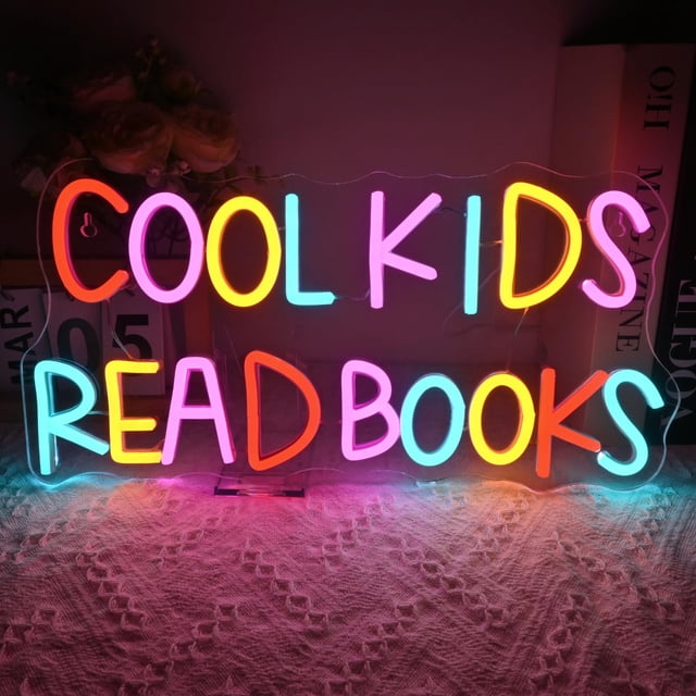 Letrero decorativo de neón VVYXX Cool Kids Read Books, 51 x 18 cm, 5 V
