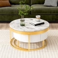 thumbnail image 3 of Table Basse Ronde Blanche Gigogne avec Tiroirs de Rangement - Design Moderne, Tables Gigognes Peu Encombrantes, Construction Durable, Idéale pour les Petits Appartements et les Salons au Canada, 3 of 11