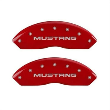 MGP Caliper Covers  Mustang Red Caliper Covers - Engraved Front & Rear - Set of 4