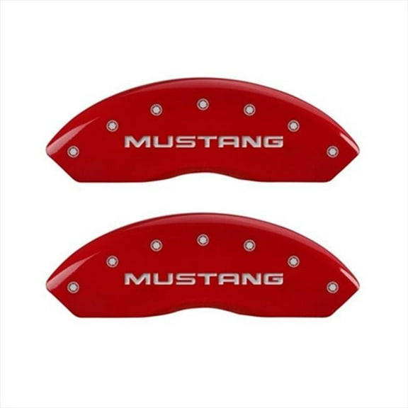 MGP Caliper Covers  Mustang Red Caliper Covers - Engraved Front & Rear - Set of 4