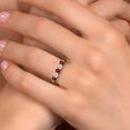 thumbnail image 4 of Gem Stone King 10K Two Tone Gold Red Garnet and White Topaz Wedding-Bands Ring for Women | 1.03 Cttw | Round 3.5MM | Gemstone January Birthstone | Size 9, 4 of 6