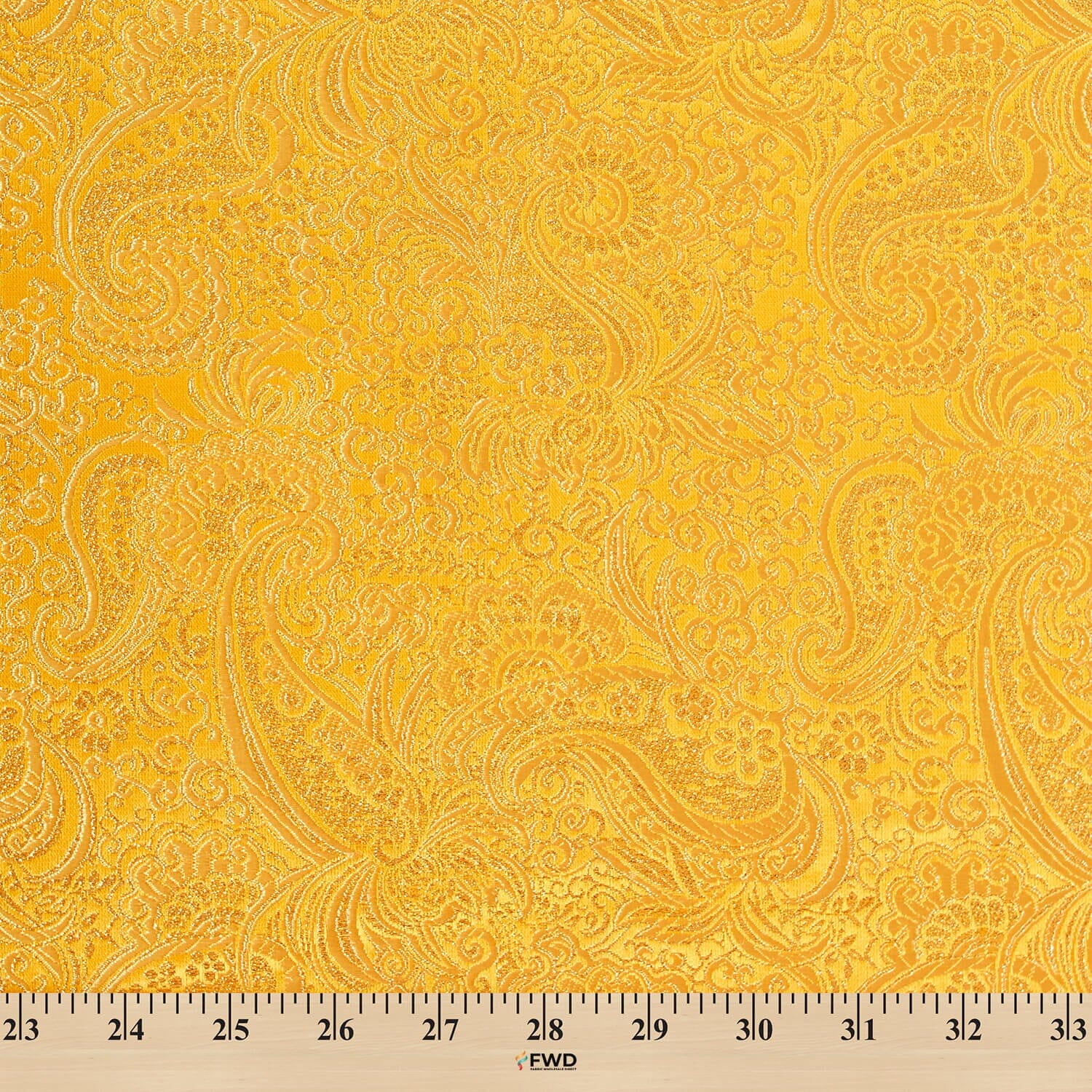 Metallic Paisley Gold Brocade Fabric 60" By Yard in Red Yellow White