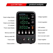 Adjustable DC Power Supply 30V 10A Lab Programmable Memory Function Bench Power Source Voltage Regulator Switch 60V 5A