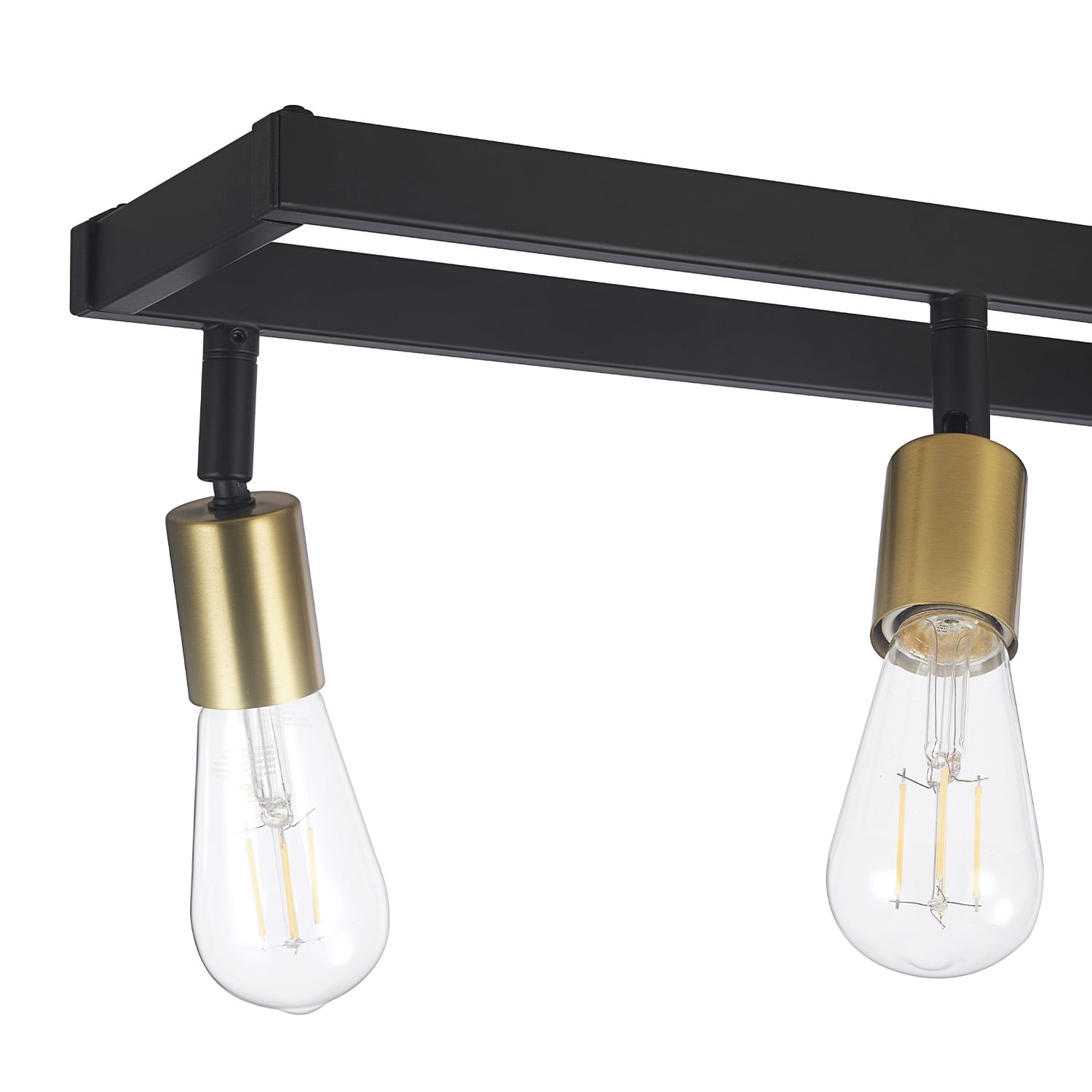 Globe Electric 36" 6-Light Matte Black Track Lighting, Matte Brass Pivoting Track Heads, 91007991
