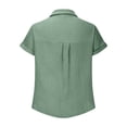 thumbnail image 6 of STETMN Women's Cotton Gauze Blouse Casual Roll Short Sleeve Shirt Collared Button Down Shirts with Pockets for Officewear, 6 of 6