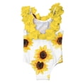 thumbnail image 4 of Afelkas Kids Sunflower Print One Piece Bathing Suit Open Back Ruffle Swimsuit Toddler Sleeveless Stretchy Summer Pool Beachwear Swim Clothes, 4 of 9