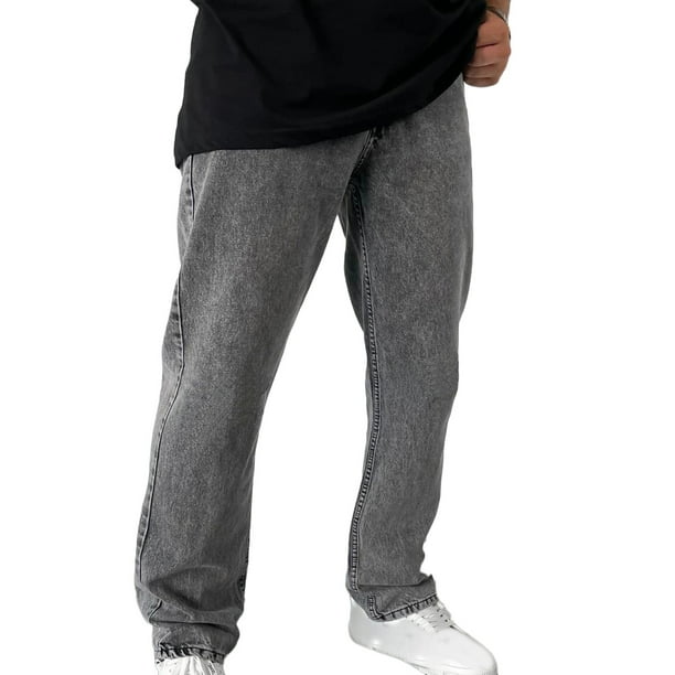Pantalones largos para hombre, casuales, de mezclilla, de algodón, rectos, rotos, con agujeros, pantalones largos, pantalones para hombre
