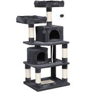 Alden Design 62 Tall Double Condo Cat Tree and Scratching Post Tower, Dark Gray