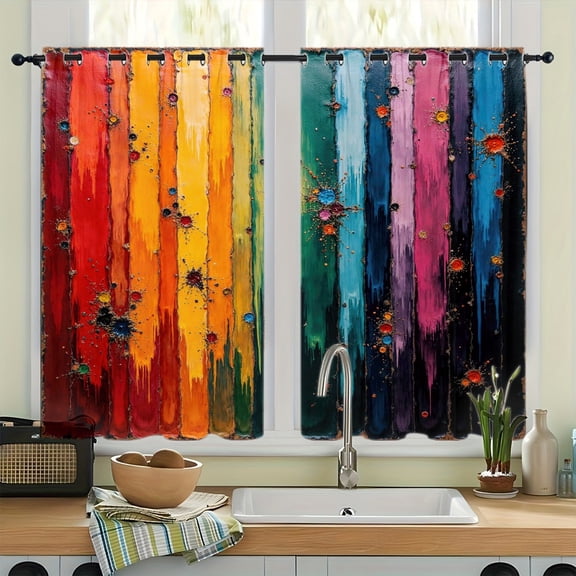 WNOOHIY Abstract Vertical Stripes Grommet Blackout Curtains, Thermal Insulated Noise‑Reducing Room Darkening Curtain Drapes for Bedroom Living Room, 2Pcs