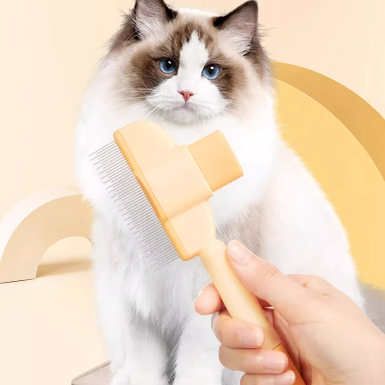 Self-Cleaning Pet Grooming Comb - 1-Button Hair Release Brush with Stainless Steel Teeth for Cats & Dogs