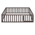 thumbnail image 6 of Full Size Floor Bed with Fence and Door for Kids Teens Adults, Solid Wood Floor Bed Frame for Bedrooms, Walnut, 6 of 9
