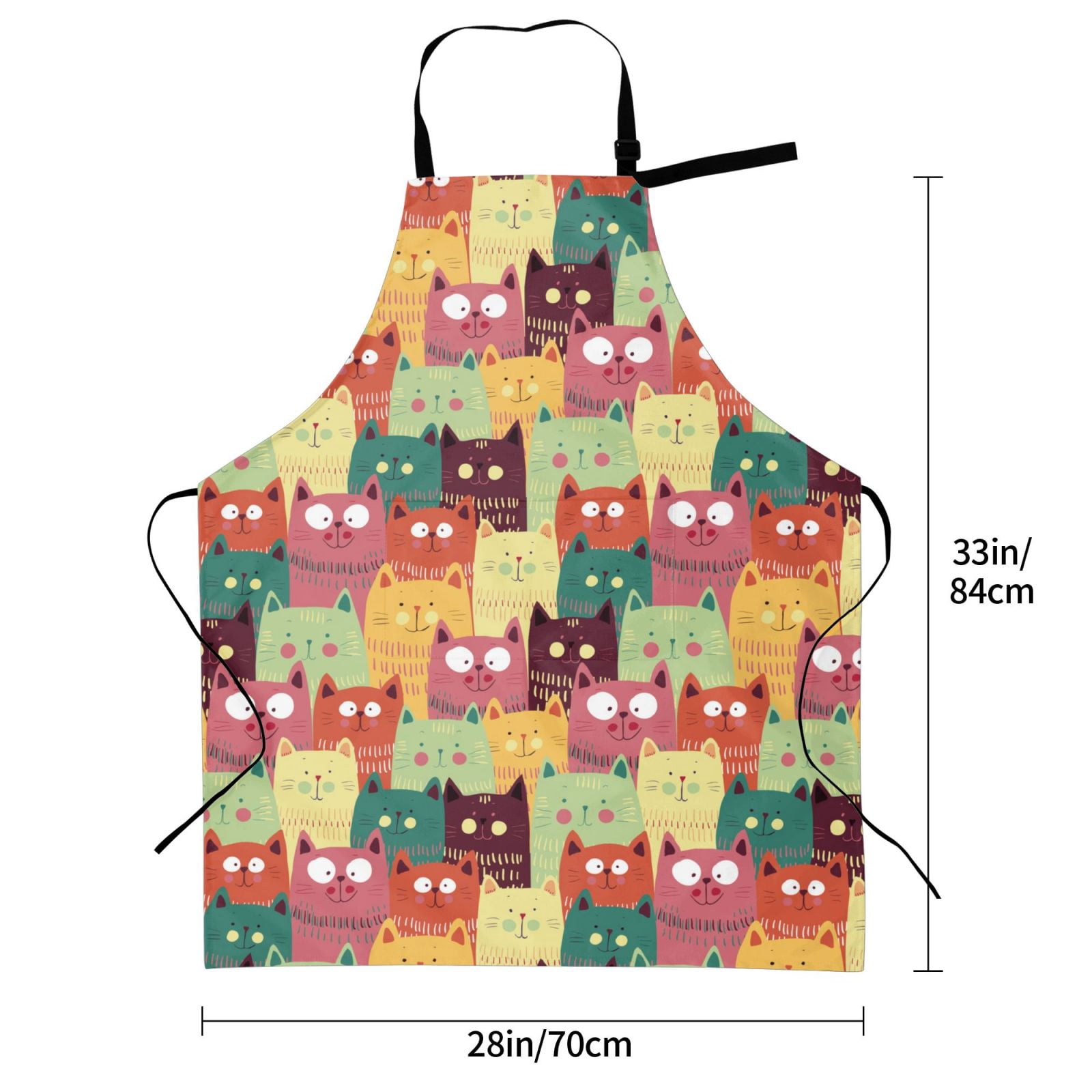Kdxio Cute Cartoon Cat Apron with Pockets Adjustable Kitchen Aprons for Men Women Waterproof Aprons for Cooking,Drawing,Crafting, Baking Household Cleaning