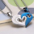 thumbnail image 3 of UBIUO 2Pcs/Set His & Hers Matching Set Titani Stainless Steel Couple Pendant Necklace Lover Cubic Zirconia CZ Charms Pendant Friendship Relationship P, 3 of 4