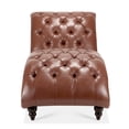thumbnail image 2 of Classic Faux Leather Button Tufted Chaise Lounge, Armless Recliner Chair Sofa with Nailhead Trim Solid Wood Legs for Living Room Bedroom Office, 2 of 10