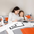 thumbnail image 5 of Erosebridal Black White Grey Orange Comforter Set Queen Geometric Square Comforter Adults Geometry Striped Bedding Set Modern Abstract Lines Grids Quilted Duvet 2 Pillow Cases Room Decor, 5 of 7