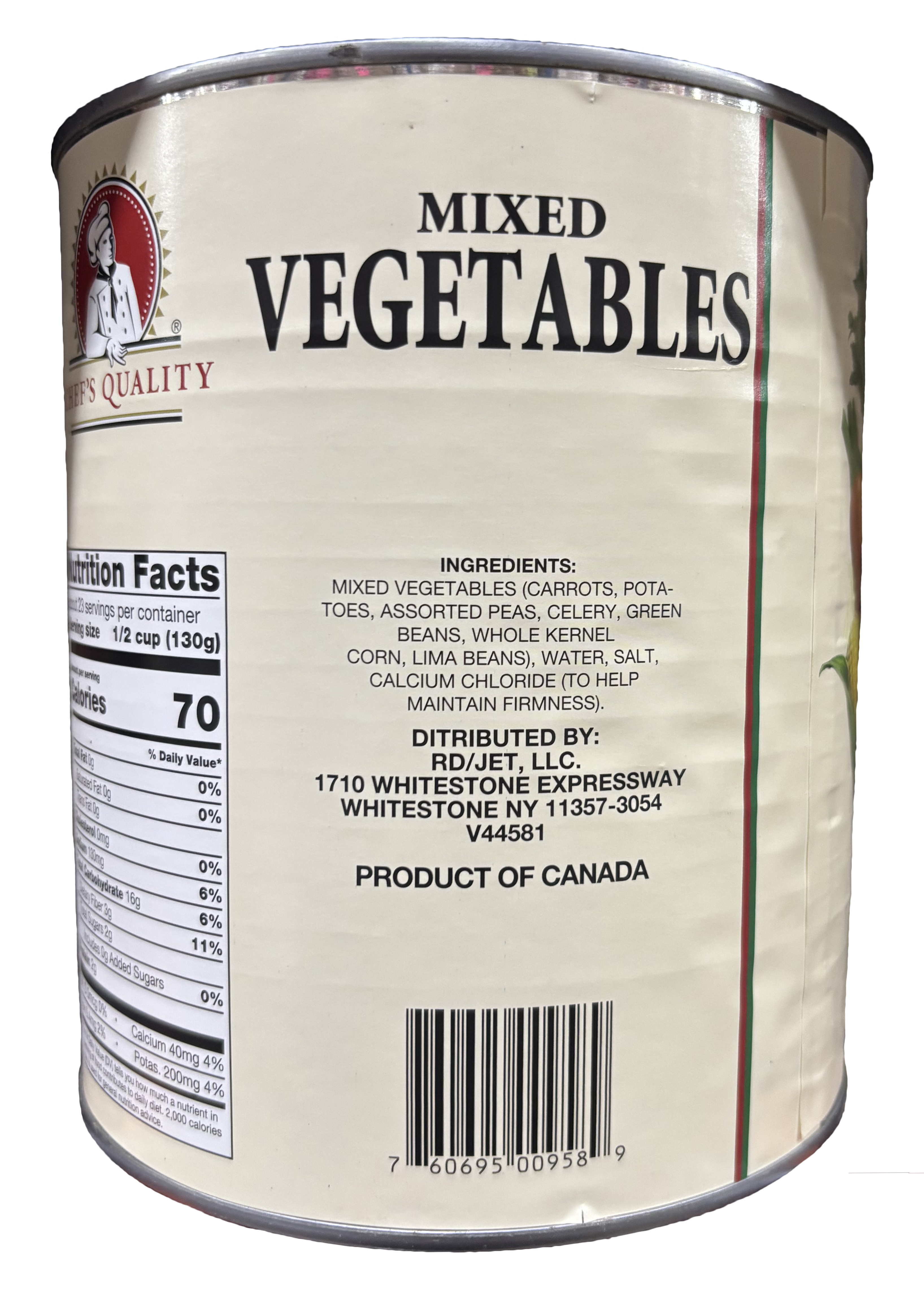Chef's Quality Mixed Vegetables | Kosher | 6.56 lb Can