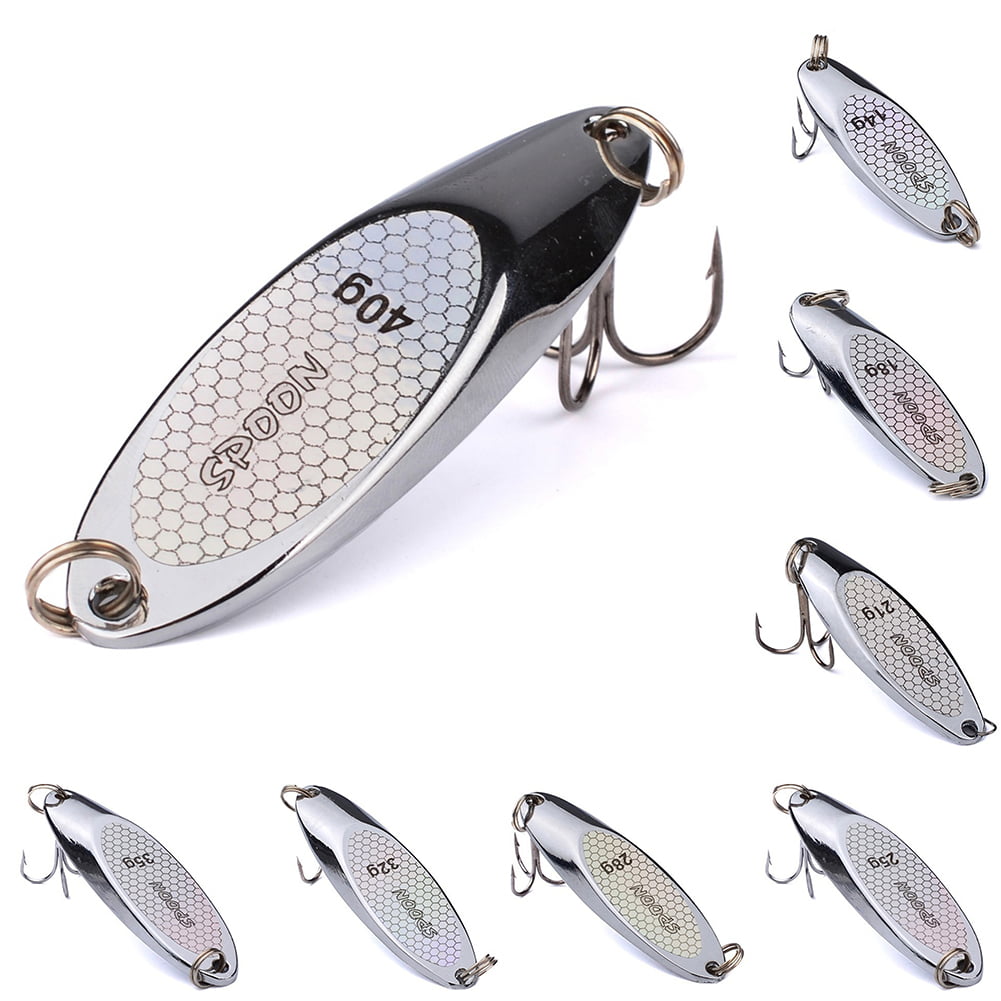 1pc Fishing Lure Sharp Treble Hook Metal Spinner Bait Tackle Gold/Silver