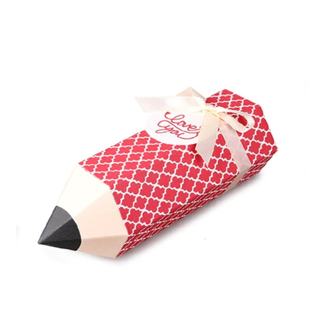 SIYTUAU Pencil Shaped Gift Box For School Season Party Favor Treat Box Candy Container Teacher Appreciation 6.1 Inch Paper
