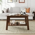 thumbnail image 1 of 31.5"  Rustic Coffee Table for Living Room, Rectangular Wooden Centre Table with Storage Shelf, Easy Assembly & Compact for Small Spaces, Flats, 1 of 6