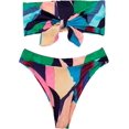 thumbnail image 1 of Traje de baño gráfico para mujer con lazo frontal y cintura alta Color verde. G Color verde. G Xishao ropa, 1 of 2