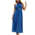 thumbnail image 2 of QUNYINEY Casual Womens Summer Dresses Solid Sleeveless A-Line Dress Flowy Cinched Waist One Shoulder Maxi Dresses, 2 of 6