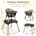 thumbnail image 3 of Babyjoy 4 in 1 Baby High Chair Convertible Toddler Table Chair Set with PU Cushion Brown, 3 of 8