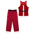 thumbnail image 5 of TiaoBug Men's Santa Claus Cosplay Costume Christmas Party Outfits Santa Velvet Tank Top Long Pants with Belt Set A Red M, 5 of 6
