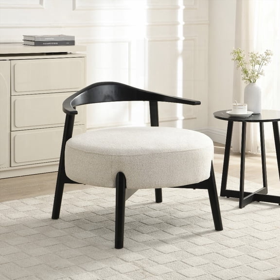 Modern Upholstered Accent Chair - 1-Piece Solid Birch for Living Room/Reading Room/Sunroom, Supports 300lbs