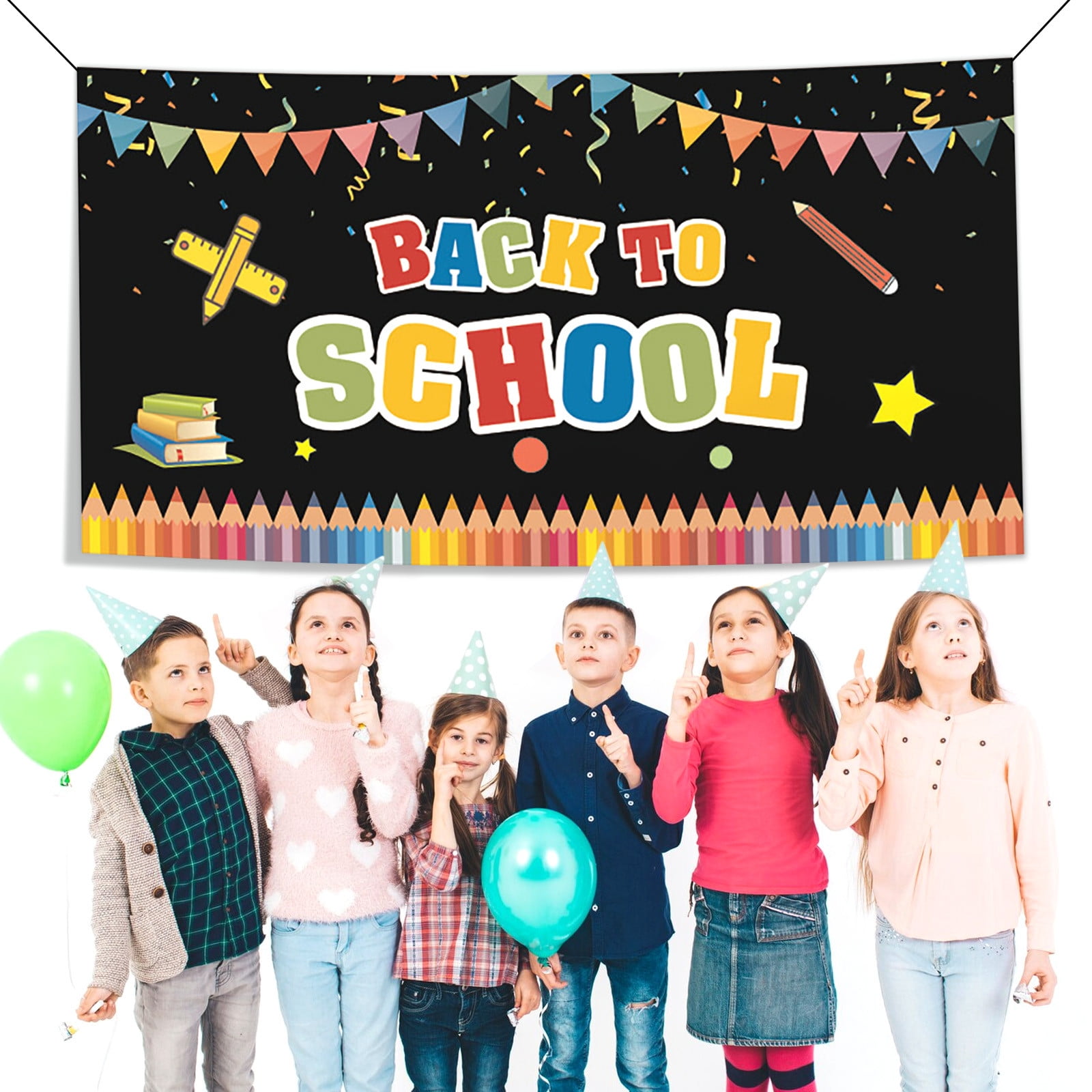 Welcome Back To School Banner – Burlap Classroom Decor With Glitter Apples, First Day Sign For Teachers & Kindergarten - View #4