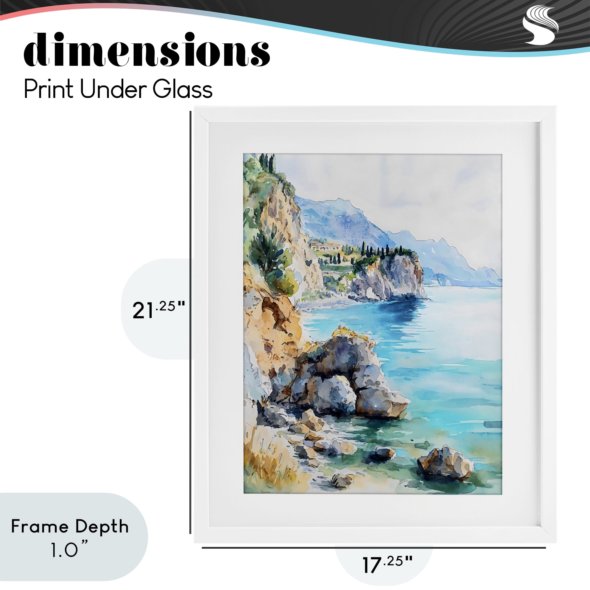 Stupell Industries Azure Italian Coastline White Framed Print Under Glass, design by LSR Design Studio