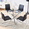 thumbnail image 4 of SICOTAS 5 Piece Round Dining Table Set, Modern Kitchen Table and Chairs for 4 Person,Dining Room Table Set with Clear Tempered Glass Top, Dining Set for Dining Room Kitchen (Table + 4 Black Chairs), 4 of 5