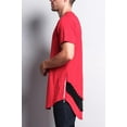 thumbnail image 2 of Victorious Men's Triple Stacked Contrast Long Length Curved Hem T-Shirt TS632 - RDB -XL, 2 of 3