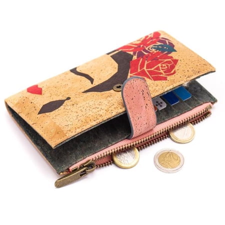 Vegan Cork wallet purse, Frida Handmade Eco Friendly Sustainable gift Lightweight Durable Waterproof