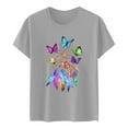 thumbnail image 3 of Gibobby Camisetas Mujer Baratas Manga Corta Camiseta verano para mujer, camiseta informal manga corta con gráfico(Gris,M), 3 of 4