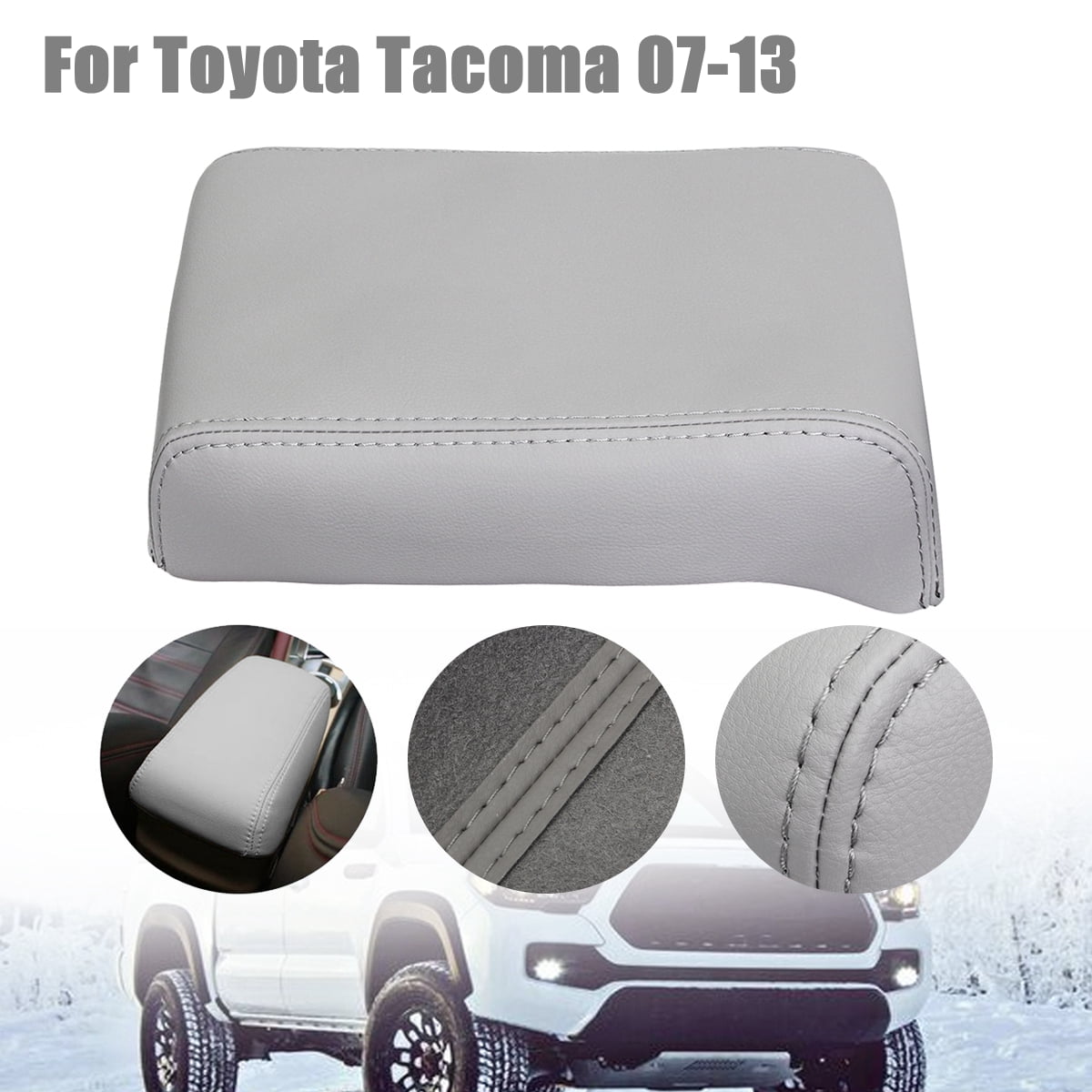 Super Fibre Leather Armrest Center Console Cover Grey For Toyota Tacoma 2007 2008 2009 2010 2011 ...