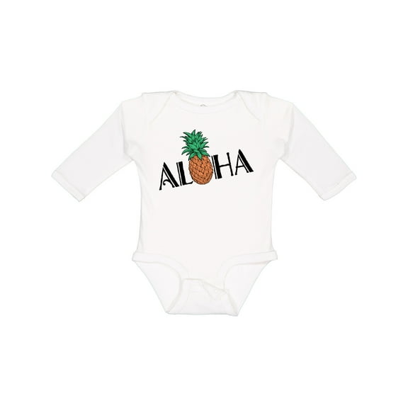 Inktastic Aloha- with pineapple Boys or Girls Long Sleeve Baby Bodysuit