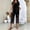 Black, variant on Women's Leaf Print Two-Piece Set Plus Size Summer Lounge Wide Leg Pants Matching Tops Travel Beach Vacation Outfits