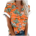 thumbnail image 1 of Pantalones Cortos para las Mujeres Impresión Sexy Cómodo Bolsillo de Manga Corta, Botón Top Blusa Camiseta, 1 of 5