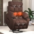 thumbnail image 1 of YODOLLA Power Lift Chair Textile Recliner with Heated Vibration Massage & USB charging port in Brown, 1 of 8