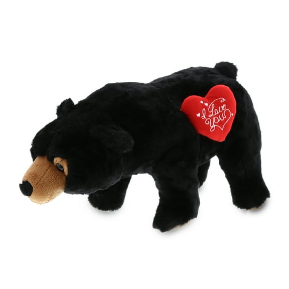 DolliBu I Love You Heart Wild Large Black Bear Plush Stuffed Animal - 16 inches