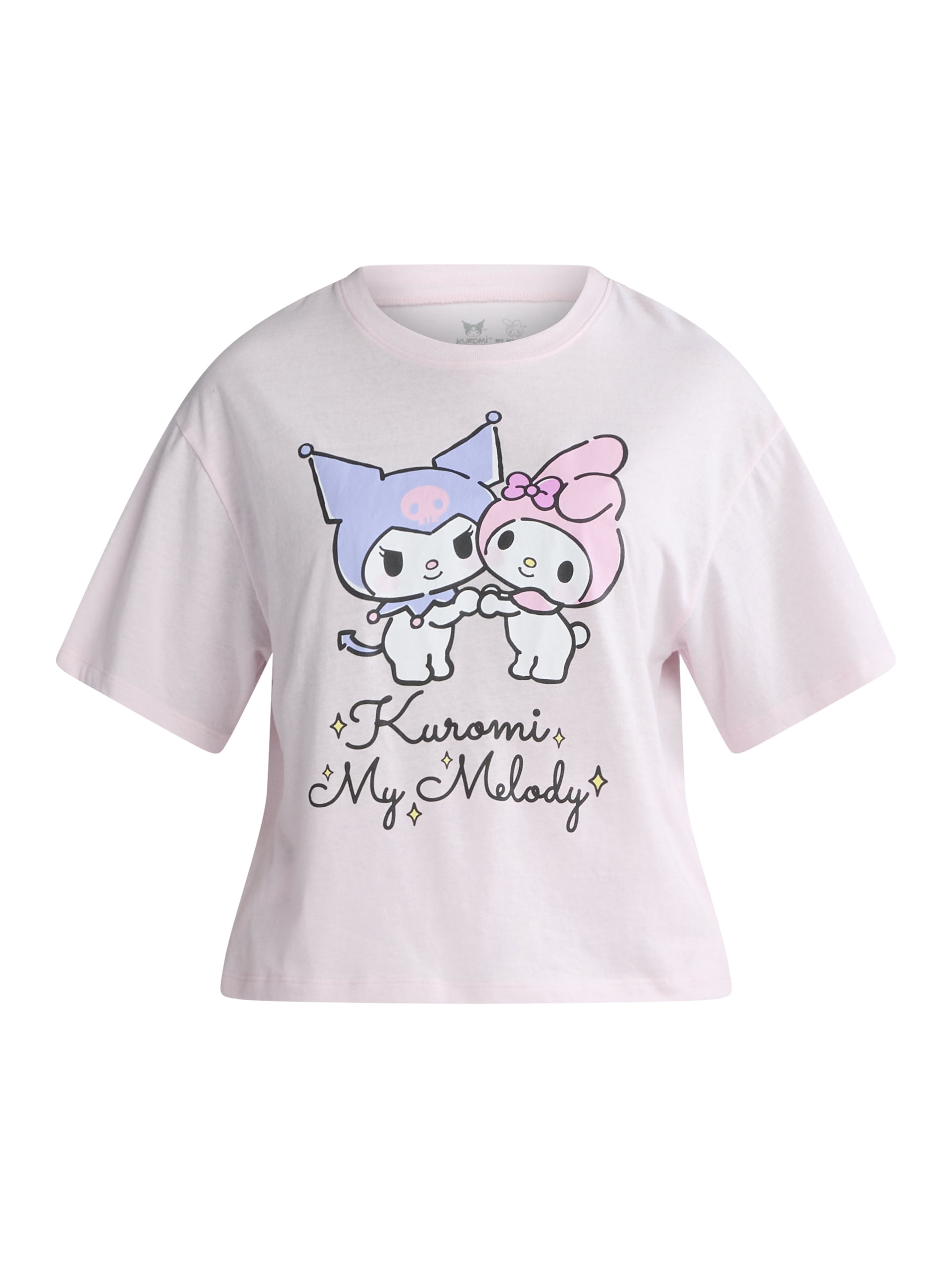 Hello Kitty Kuromi and My Melody Women's and Women's Plus Tee and Fleece Shorts Lounge Set, 2-Piece, Sizes XS-3X